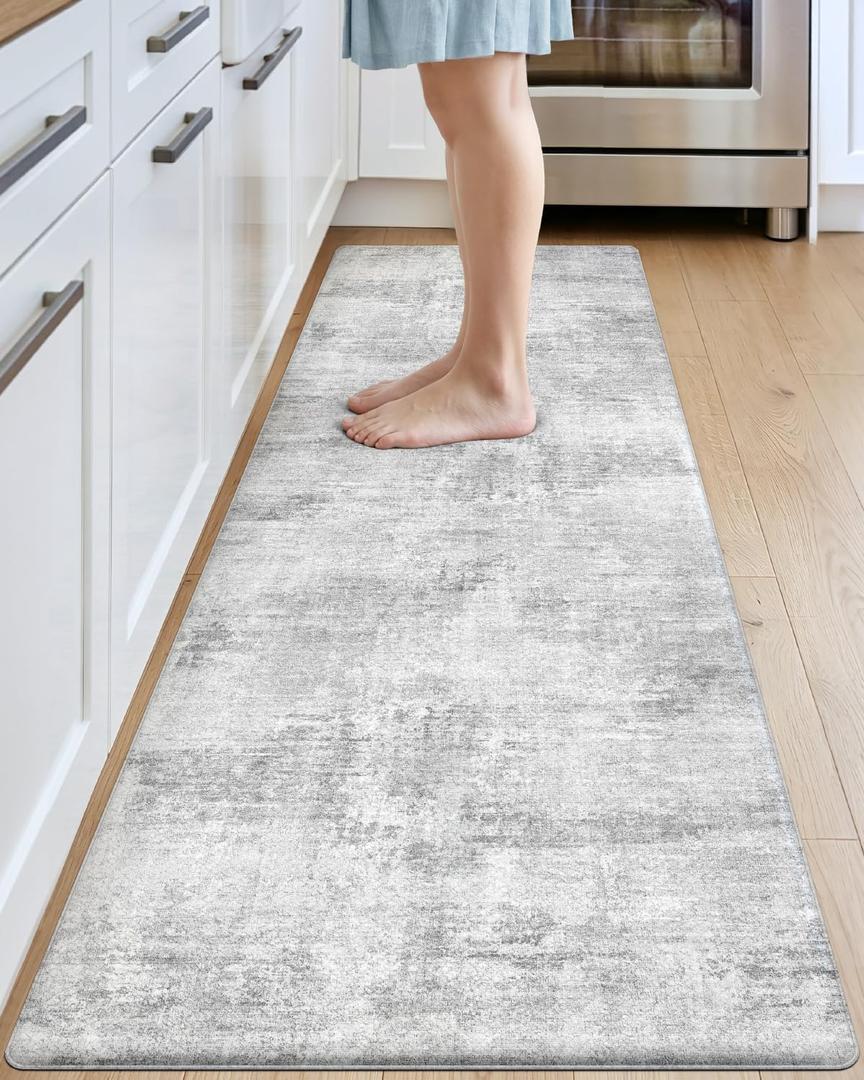 DEXI Kitchen Floor Mats Cushioned Anti Fatigue Runner, 23x86 Light Grey | Wide Standing Comfort, Waterproof Oil-proof, Memory Foam Padded for Front Sink Laundry