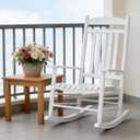 Wooden Outdoor Rocking Chair, Weatherproof Oversized Rocking Chair, Heavy Duty Comfort with 450 lbs Weight Capacity, Solid Relaxing Rocker with High Back for Patio, Porch, Living Room (white)