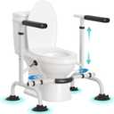 HOMENURSE Toilet Safety Rails for Seniors, Heavy Duty Toilet Safety Frame with Adjustable Height & Width, 350 lb Toilet Handles for Elderly and Disabled, Handicap Grab Bars