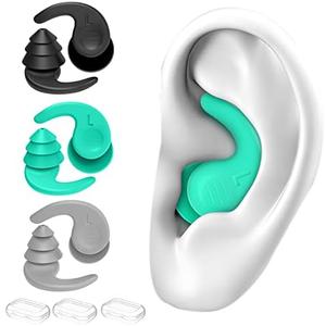 Swimming Ear Plugs for Adults,3 Pairs Waterproof Reusable Silicone Swim Earplugs for Swimming Surfing Snorkeling Showering and Water Pool,Beach,Ocean (Adults & Teens 14+)