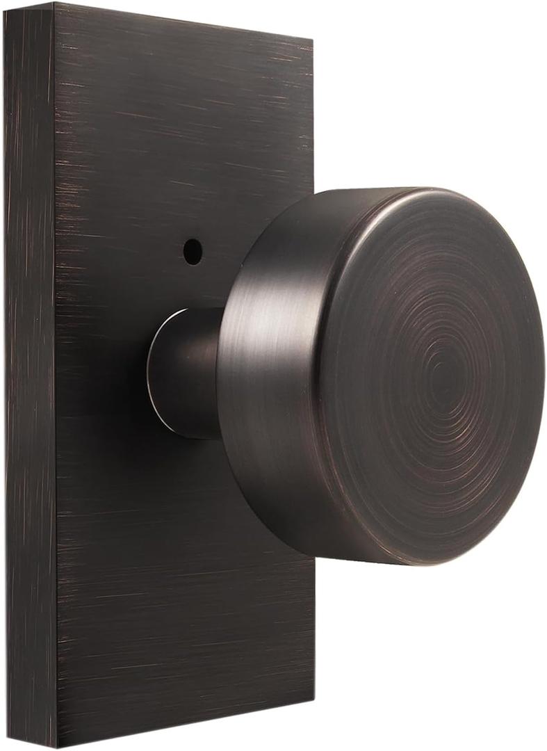 Oil Rubbed Bronze Door Knobs Interior with Lock, Privacy Vintage Door Knobs Oil Rubbed Bronze Door Handles for Bathroom Bedroom Round