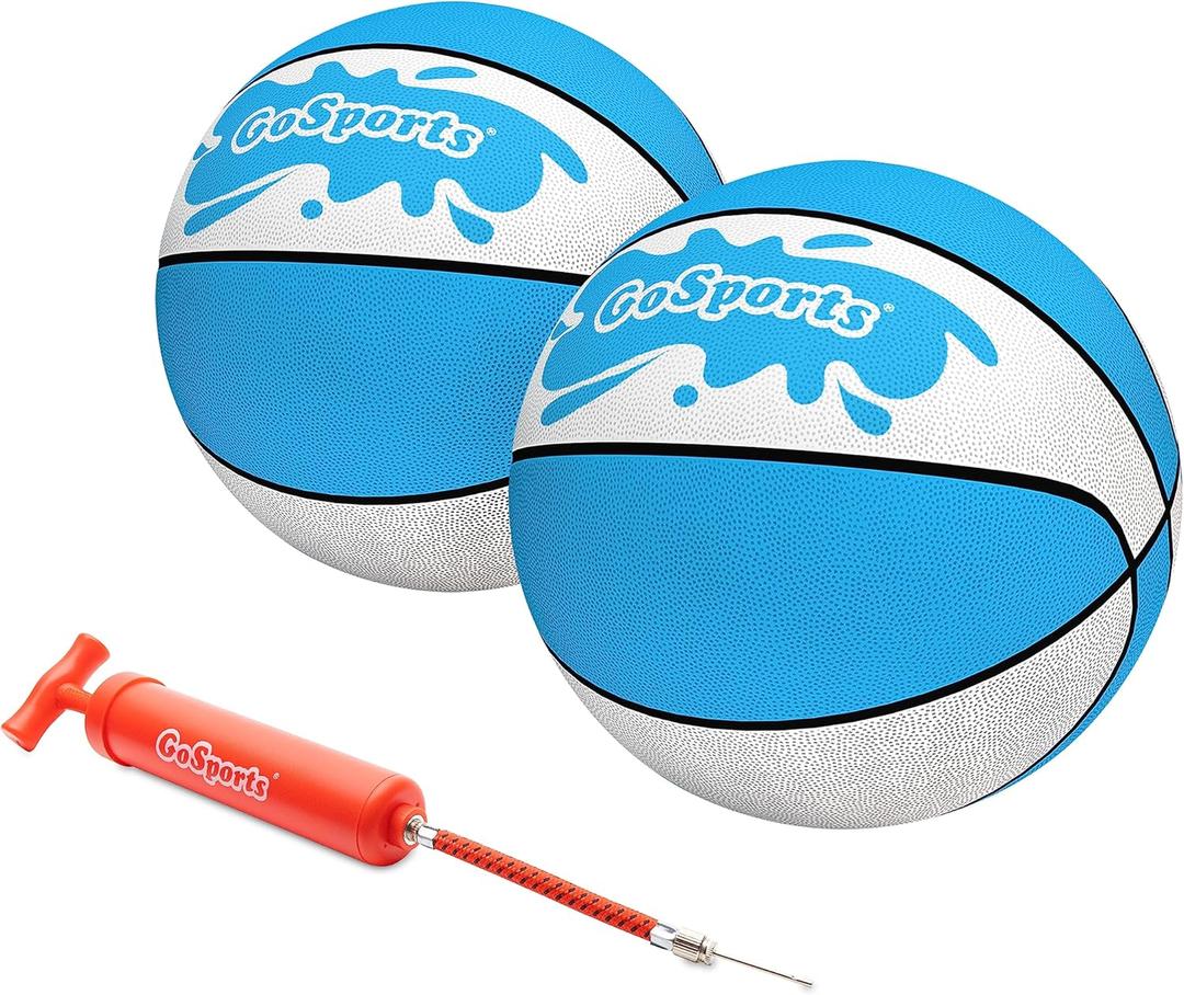 GoSports Water Basketballs 2 Pack - Choose Between Size 3 and Size 6, Great for Swimming Pool Basketball Hoops (Light Blue)