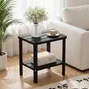 EFU Outdoor Side Table, Weather Resistant 2-Tier Small Outdoor Table, 16.46*12.52*16.46 in