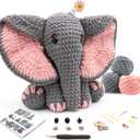 CODGP Crochet Kit,13in Crochet Animal Kit Elephant,Crochet Starter Kit Gift for Adults Kids with Yarn Sets,Amigurumi Crochet Kits with Step-by-Step Video Tutorials (Elephant)