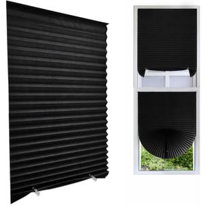 Cordless Blackout Pleated Fabric Shade Window Shades Blinds Darkening Temporary Light Filtering Pleated Paper Shade Easy to Install and Cut for Home Bedroom Office Windows HxW(59" x 24")