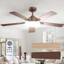 Passky Ceiling Fans with Lights, 52 inch Sleek Ceiling Fan with Light and Remote Control, 3CCT, Dimmable, Reversible, Noiseless, Brown Ceiling Fan for Bedroom, Living Room