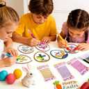 40 Pcs Easter Wooden Ornament Craft, DIY Wooden Eggs Ornaments Craft Kit for Kids Make Your Own Christian Religious Easter Egg Set with Pens and Gem Sticker Party Supplies