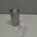 20 oz Tumbler with Lids and Straws, Stainless Steel Insulated Travel Coffee Mug, Double Wall Vacuum Insulated Tumblers, Powder Coated Coffee Tumbler for Cold & Hot Drinks (Silver)