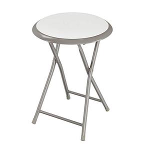 Lavish Home Portable Folding Stool with Backless Seat, White, 18 Inch