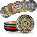 vancasso 32 Oz Pasta Bowls Sets of 6, Ceramic Large Colorful Salad Serving Bowls for Kitchen, Dishwasher & Microwave Safe, Soup Pasta Plates