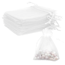 Organza Bags, White Organza Bags, 50Pcs, Sheer Organzas Bag 3 x 4 inch, Jewelry Gift Bags, Party Favor Bags with Drawstring, Mesh Gift Pouches Mini Candy Pouch for Wedding Christmas Party