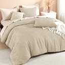 Litanika Khaki King Size Comforter Set, 3 Pieces Tufted Boho Farmhouse Bedding Comforter Sets, Lightweight Fluffy Comforter Bed Set for All Season (104x90In Comforter and 2 Pillowcases)