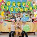 Jungle Monkey Birthday Party Decorations, Monkey Party Decor Supplies Includes Happy Birthday Banner Banana Hanging Swirls Honeycomb Centerpiece