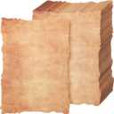 Harloon 100 Pcs Vintage Old Looking Cotton Watercolor Paper Cardstock Blank 200 GSM Thick Antiqued Deckle Edge Virgin Paper for Drawing Writing Printing Invitations Greeting (5x7 Inch)