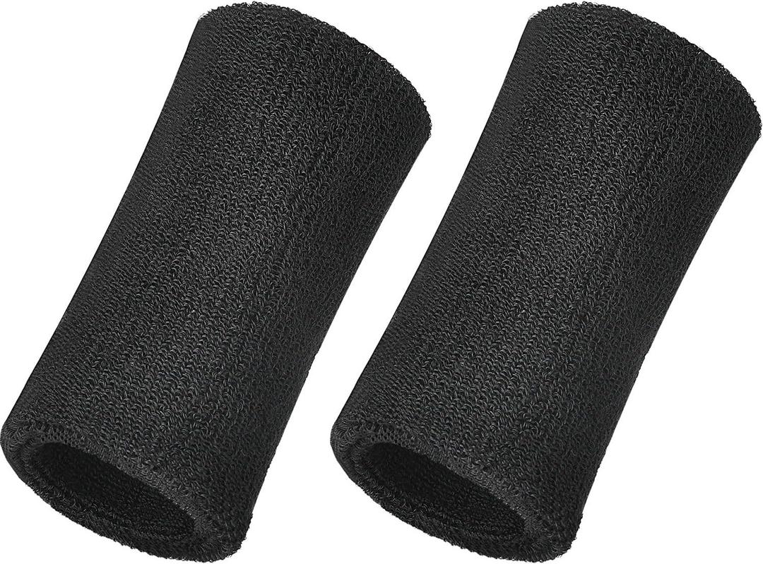 WILLBOND Pack of 2 Elastic Cotton Sport Wristbands 6" (Black)