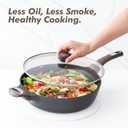 SENSARTE Nonstick Frying Pan Skillet with Lid, 12 Inch Large Deep Frying Pan, 5 Qt Non Stick Saute Pan with Cover, Induction Pan, Healthy Non Toxic Cooking Pan with Helper Handle, PFOA PFOS Free