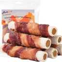 ASMPET Dog Treats Bones, Chicken Duck Wrapped Rawhide Sweet Potato Sticks for Small Medium Large Dogs (EXP 02/21/27)
