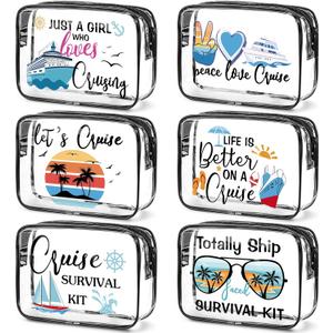 Makeup Bags Gifts for Women Teacher Beach Cruise Swim Nurse Dance Happy Graduation Gift Survival Kit Clear Cosmetic Bags PVC Waterproof Travel Toiletry Handbags Purses Organizer(Cruise Style)