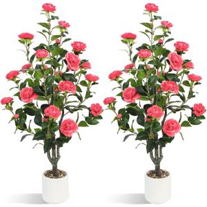 Artificial Camellia Tree 2 Pack, 43.3" Tall Fake Camellia Plant
3.6FT Faux Camellia Tree Pink with Planter, Artificial Silk Flower Tree For Outdoor Indoor Floor Front Porch Home Decor