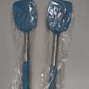 HOTEC Silicone Spatula Set of 2 Heat-Resistant 600F & BPA-Free Kitchen Saptula Turner with Stainless Steel Handles, Slotted & Solid Spatulas for Nonstick Cookware, 13.7 Inch, Blue