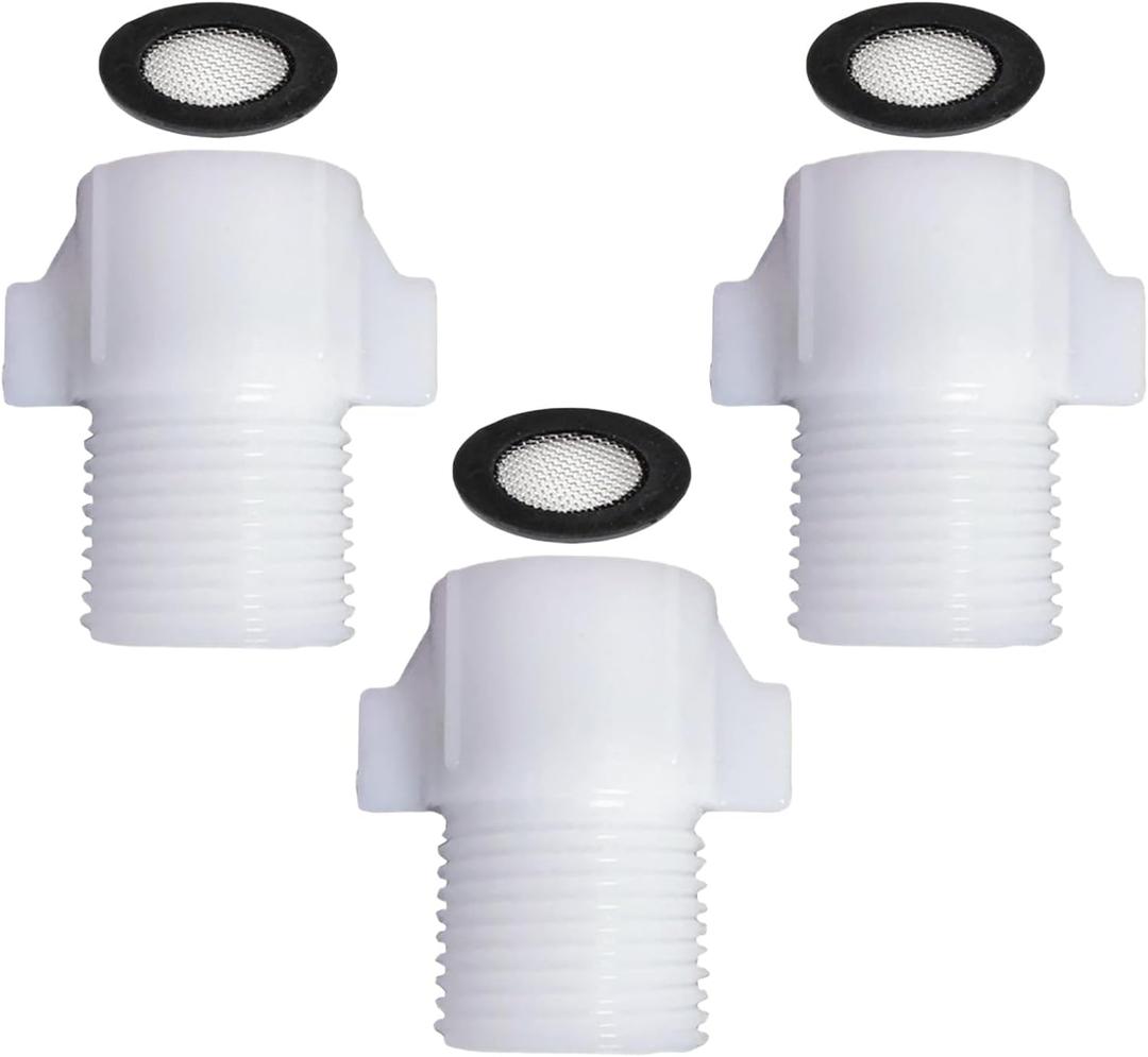 1/2 Inch Female to 7/8 Inch Male Faucet Adapter with Built-in Filter Screen, Brass Connector for Toilet Fill Valve, Bidet Sprayer, Outdoor Faucet, Water Hose Converter (3 PCS)