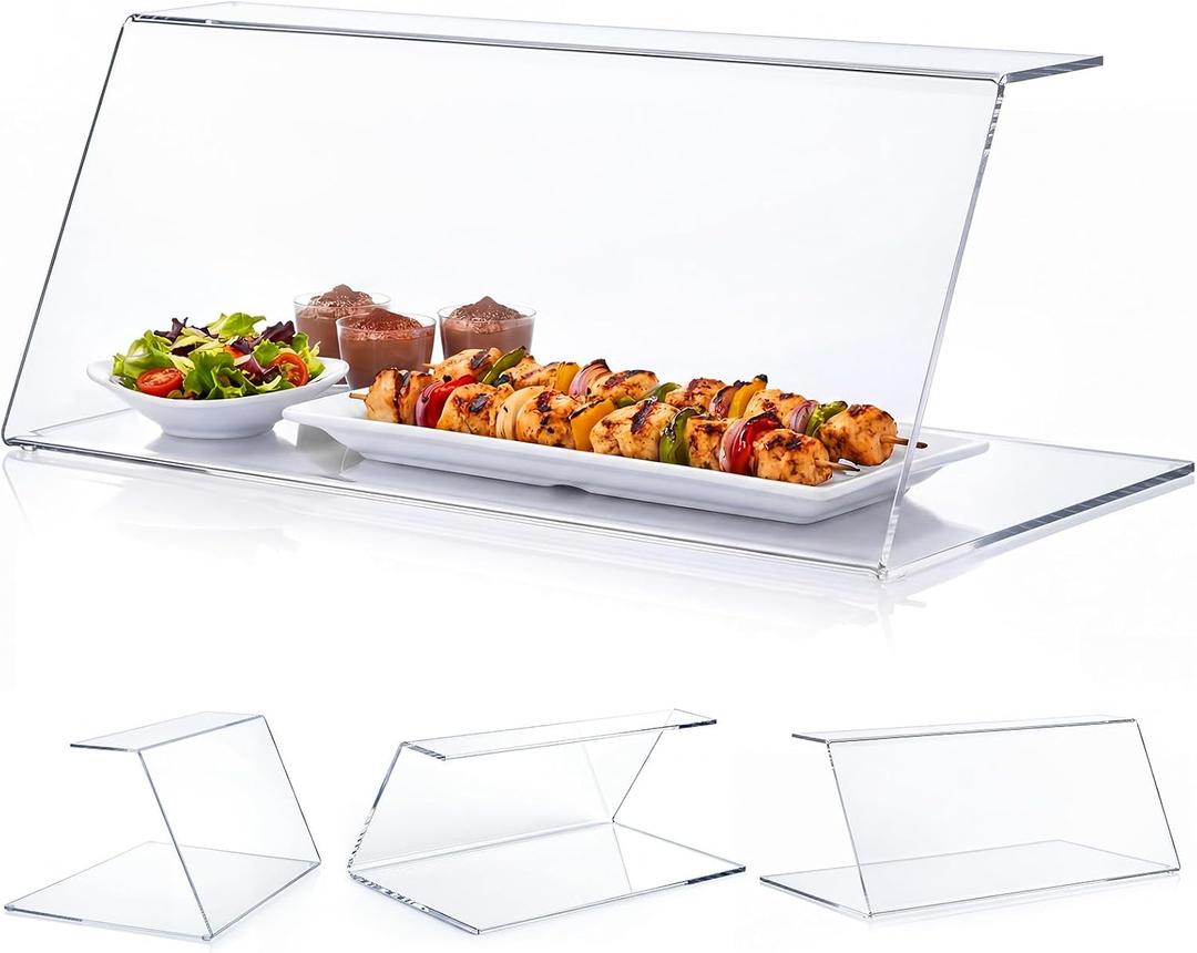 Briwooody Sneeze Guard for Counter Acrylic with Anti-slip Pads for Catering, Buffets, Restaurants, 23.62 x 12.2 x 9.45 Inches