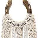 Dielianyi Equestrian Macrame Wall Hanging Equestrian Wall Art Handmade Macrame Decor Equestrian-Inspired Wall Hanging Horse Lover Decor (White)