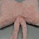 Pink Bow Pillow, Soft Bow Decorative Pillows with Faux Rabbit Fur, Cute 12" Bow Throw Pillows, Aesthetic Home Decor Bow Shaped Plush Pillow for Bedroom Sofa Couch (Small-12 Inch)