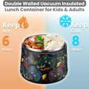 14oz Insulated Vacuum Food Jar with Buckle Lid, Soup Thermo for Hot Food Kids, Wide Mouth Leakproof Stainless Steel Lunch Container with Spoon-Black Game