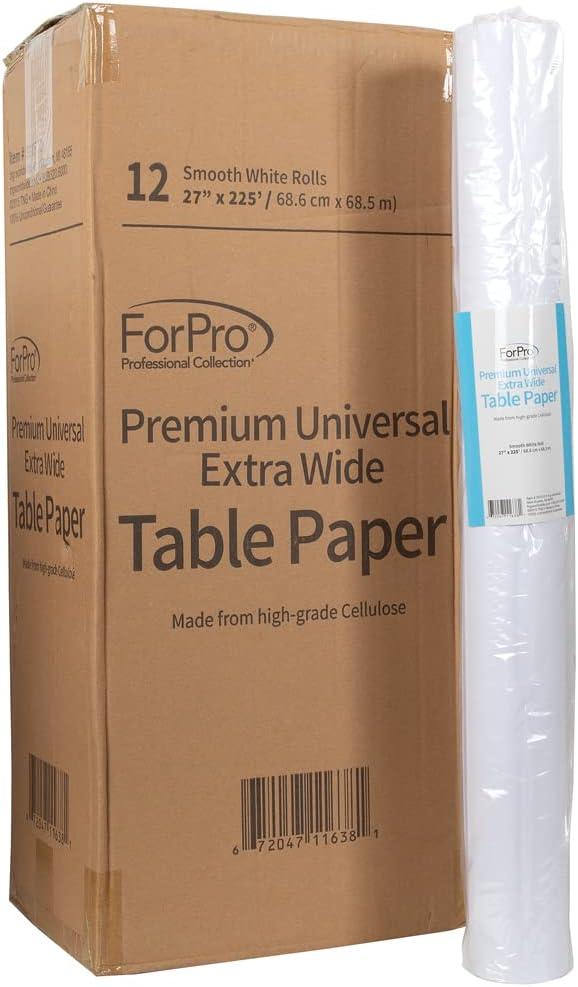 ForPro Professional Collection Premium Universal Extra Wide Table Paper, Smooth, Wrinkle-Resistant, 27 Inches W x 225 Feet L, 2.9 Lbs (Pack of 12)