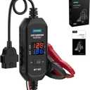 AUTOOL OBD II Car Memory Saver Cable 12V Vehicle ECU Emergency Power Supply Cable Digital Display OBD II Battery Leakage Detective Kit with 3A Fuse & 2 Alligator Clips