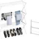 STARLATTA Foldable Drying Rack Clothing, 3-Tier Clothes Drying Rack Use for Indoor & Outdoor Antirust Laundry Drying Rack Collapsible White 28" L x 35" H x 10" W