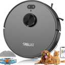 SHELIKI Robot Vacuum and Mop, Mapping Robotic Vacuums Cleaner with LiDAR Navigation Smart & Strong Suction, WiFi/App/Alexa/Voice Control, Obstacle Avoidance, for Home, Wood/Hard Floors, Pet Hair (Jet-black)