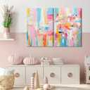 2Pcs Framed colorful abstract Wall Art College style girl art posters prints Modern Pastel texture Pictures Paintings Wall Decor for Girly Dorm Bedroom Living Room Decoration, 16x24 Canva