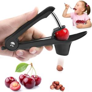 Cherry Pitter Tool,Cherry Pitter Cherry Stone Remover Tool for Making Cherry Jam Cherries Corer Pitter ToolCherry Pitter Olive Pitter with Space-Saving Lock Design, Black