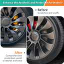 Tesla Rim Protector Model Y 21 inch|Fit 21 Inch berturbine Wheel Covers 20202024|Hubcap Guards ABS Trim Rings for Curb Rush Prevention |Matte Black(Set of 4)|Tesla Model Y Accessories
