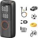 Tire Inflator Portable Air Compressor - 150PSI Cordless Portable Air Pump for Car Tires with Pressure Gauge & LED Lights - 3X Faster Tire Pump for Car, Motorcycle, Balls and Bicycle