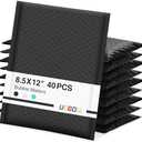 UCGOU Bubble Mailers 8.5x12 Inch 38 Pack Usable Size 8.5x11 Inch Black Padded Envelopes Medium Waterproof Packaging Bags for Shipping Self Seal Strong Adhesive Envelopes for Jewelry Makeup Supplies