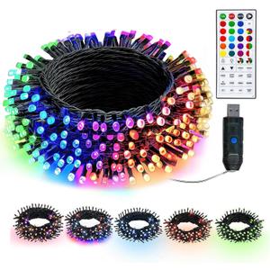 Dazzle Bright Color Changing Christmas Lights, 33ft 100 LED RGB String Lights with Remote & Timer, USB Powered Fairy Lights for Indoor Outdoor Xmas Tree Party Wedding Halloween Decorations