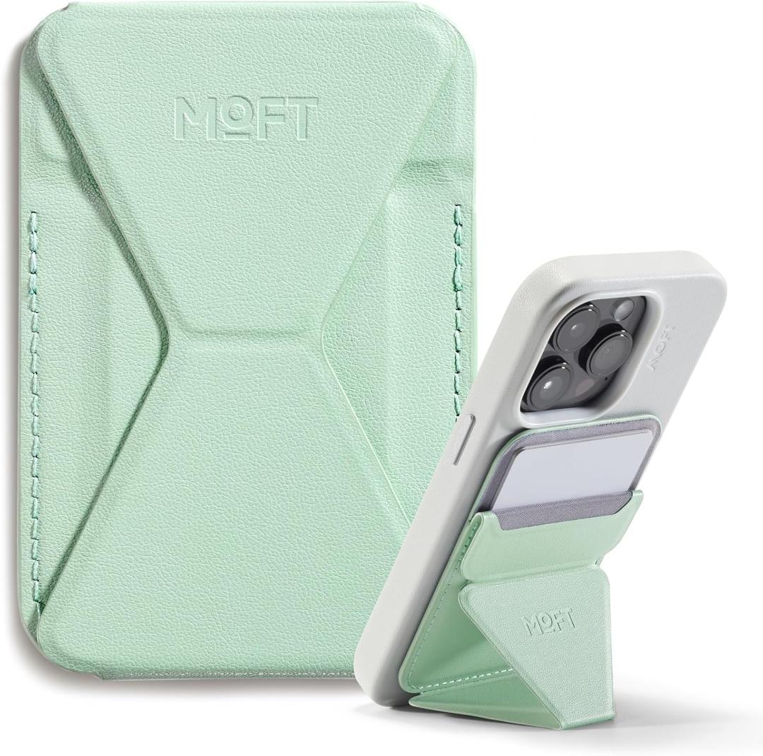 MOFT Magnetic Wallet Stand Compatible with iPhone 17/16/15/14/13/12 Series, Angle Adjustment & Magsafe Compatible MOVAS Phone Stand,Peppermint