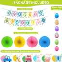 4 x 32Pcs Easter Decorations Easter Decor Happy Easter Banner Egg Bunny Garland Hanging Swirl for Home Office School Classroom Themed Party Decorations