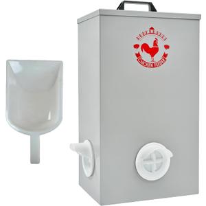 SARUFO Chicken Feeder Wall Hanging 25lb 3-Port All-Weather Metal Poultry Feeder with Plugs Wind and Rainproof Suitable for Chickens, Geese, Ducks, Turkeys, Quails (9.9*7*17inchs)