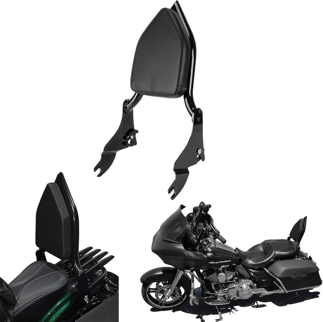 Sissy Bar, PSLER Motorcycle Detachable Backrest Passenger Purpose Seat Back Pad Cushion Adjustable Freely Removable for Touring Street Glide Electra Glide Road Glide Road King 2009-2025