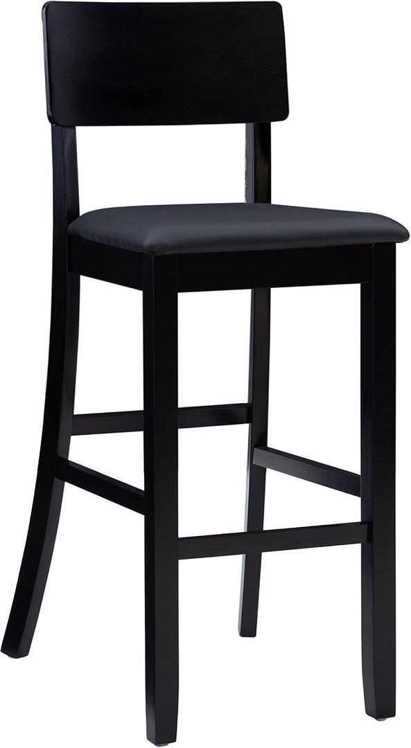 Linon Home Dcor FBA_ Torino Collection Contemporary Bar Stool, 17"W x 20"D x 43"H, Black, Bar Height