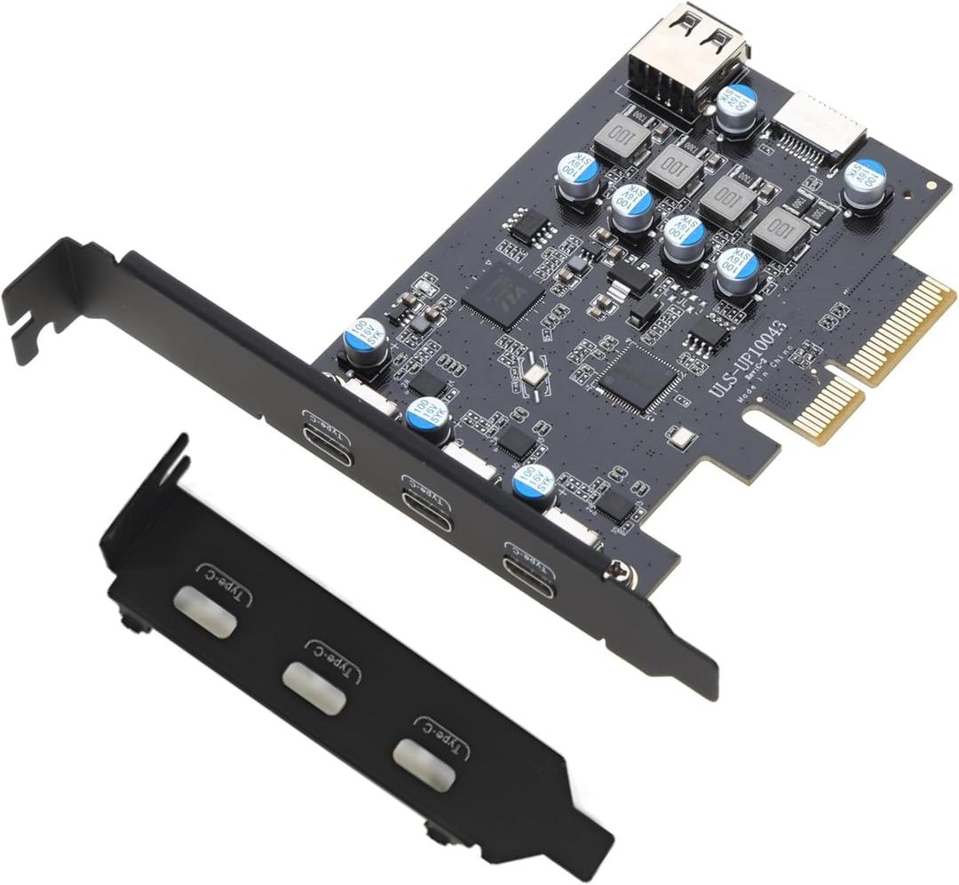 PCI-E to USB 3.2 Expansion Card,3.2 gen2 10Gpbs (3X USB C, 1x USB A, 1x USB Type E A Key), USB C PCI Express Card, A-Key 20 Pin Header for Type C Front Panel Mount Adapter