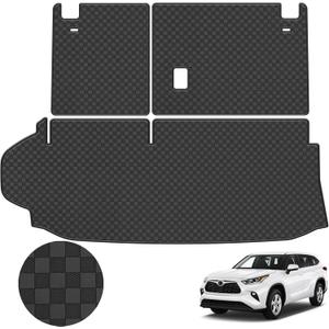 Cargo Mat & Backrest Mat Fit for 2020-2025 Toyota Highlander - Leather Trunk Liner Back Seat Cover Protector - All Weather Protection PU Leather Cargo Liner and Backrest Mat Highlander Accessories