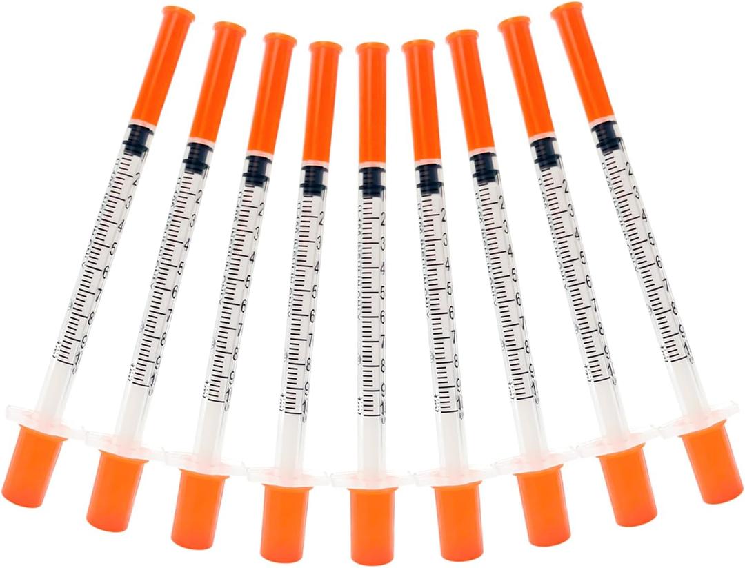 Syringes with Needle, 100 Pack U-100 1ml 30G 5/16" (8mm) Disposable Syringe, Lab Supplies Individual Wrapped