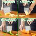 Suuker Crinkle Cutter Pickle Slicer, 3 Pieces Versatile Potato Slicer for Fries, Stainless Steel Crinkle Cutter for Veggies, Manual Food Wavy Chopper Slicer for Carrot Chopper