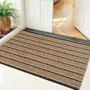 DOMUSTEX Outdoor Front Door Mat 24" x 36", Dirt Trapping Outside Entrance Rug, Non Slip Shoe Scraper, Heavy Duty Commercial Rug for Patio, Garage, Traffic Area, Office, Roll Packing, Beige