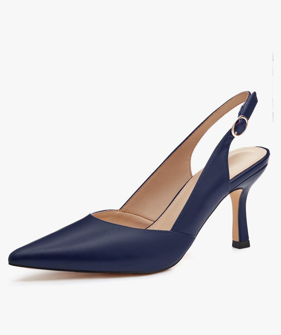 Rilista Women's Slingback Kitten Heels Closed Pointed Toe Wedding Party Dress Pumps Shoes Size 8